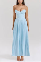 MARCELLA Ocean Blue Pleated Maxi Dress  GEMMACHIC