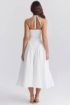 MARILYN Cotton Halter Midi Sundress  Gemma Chic