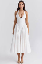 MARILYN Cotton Halter Midi Sundress  Gemma Chic