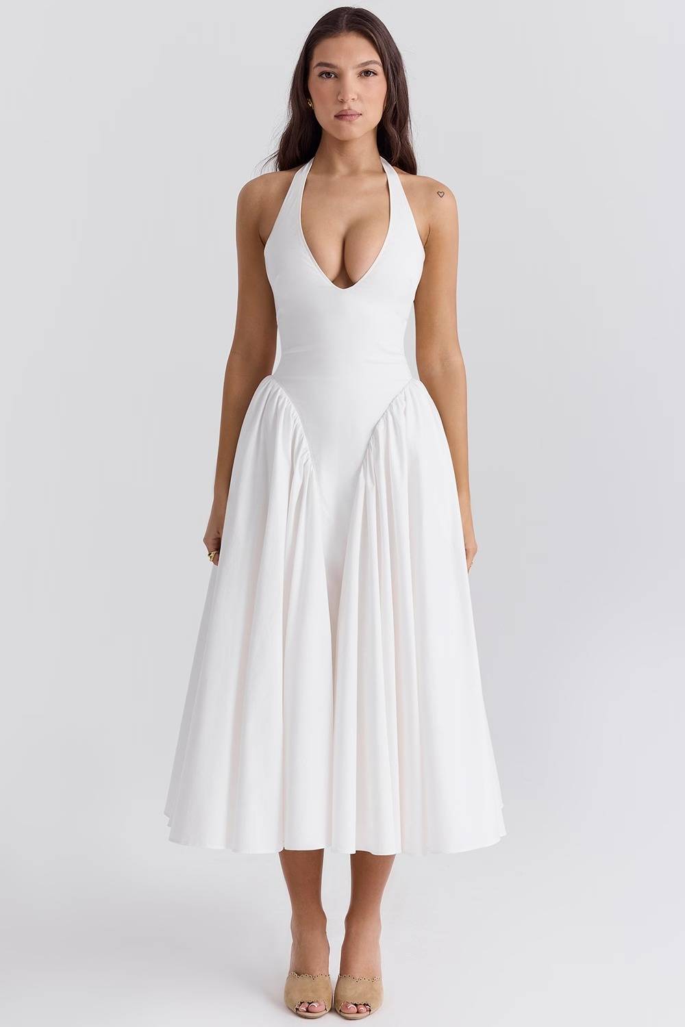 MARILYN Cotton Halter Midi Sundress  Gemma Chic
