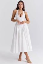MARILYN Cotton Halter Midi Sundress  Gemma Chic