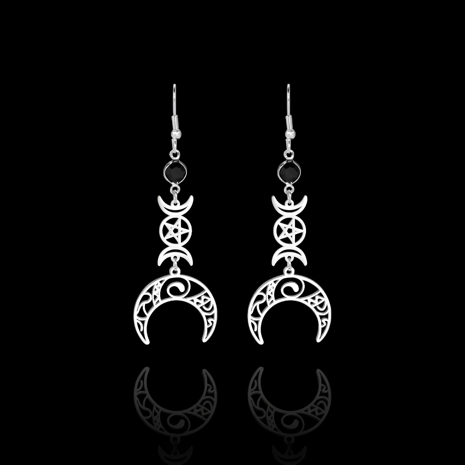 Crescent Pentagram Earrings  GEMMACHIC