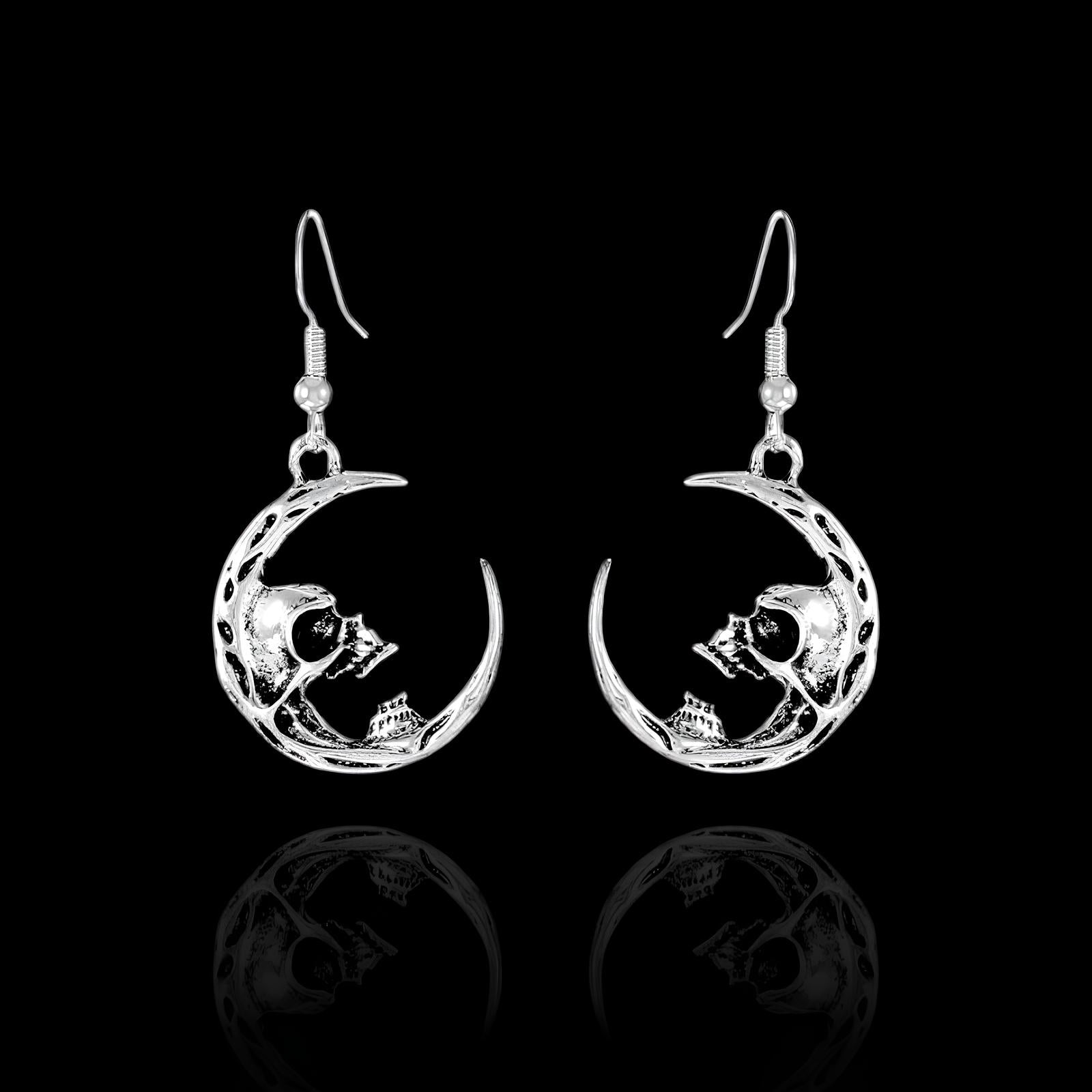 Skull Moon Earrings  GEMMACHIC