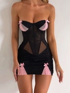 MEREDITH STRAPLESS MINI DRESS BLACK  Gemma Chic
