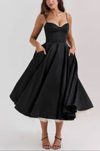 Mademoiselle Black Tulle Midi Dress  Gemma Chic