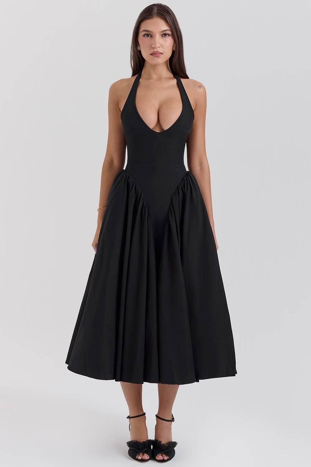 MARILYN Cotton Halter Midi Sundress  Gemma Chic