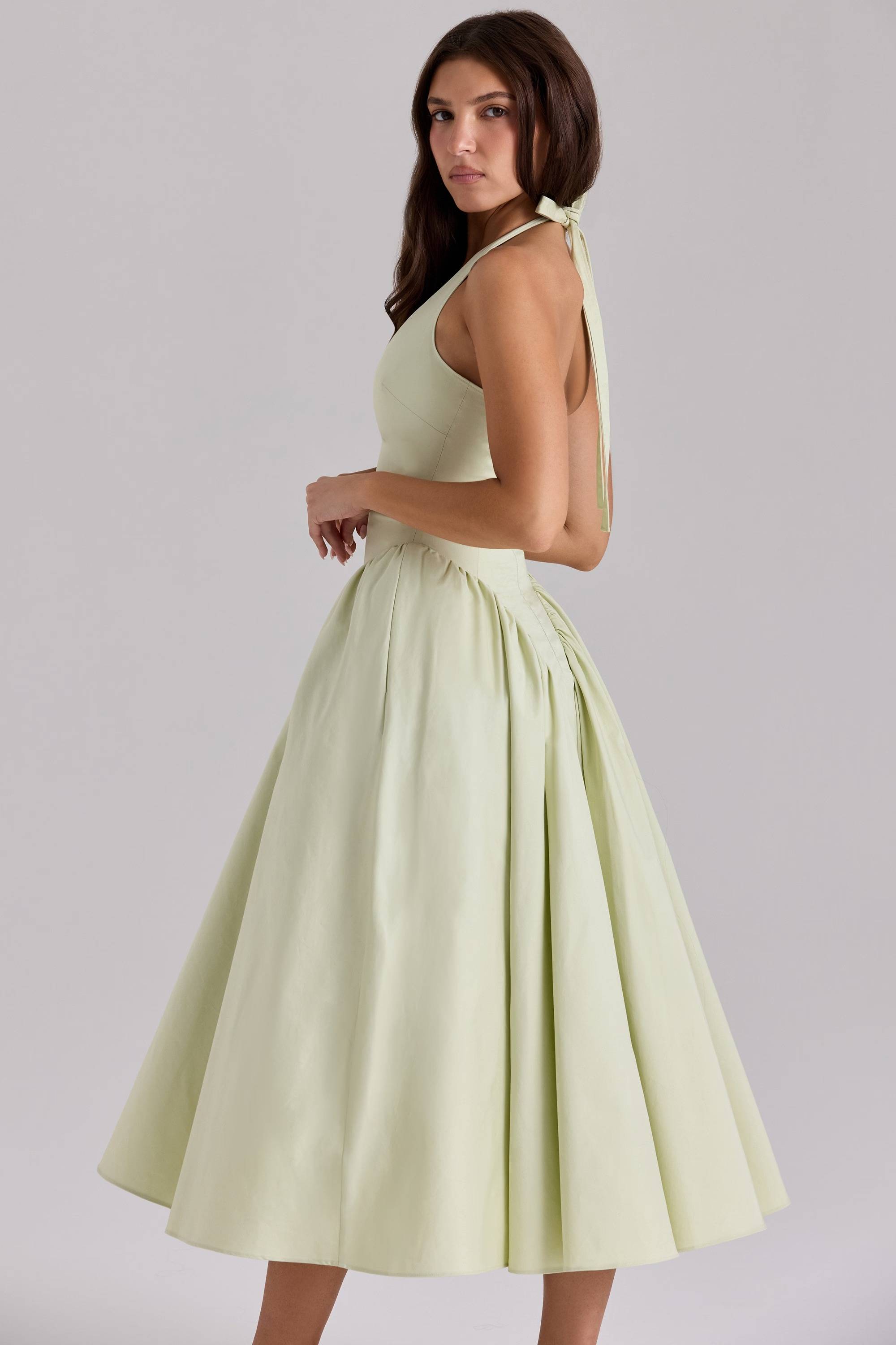 MARILYN Cotton Halter Midi Sundress  Gemma Chic
