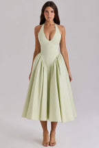 MARILYN Cotton Halter Midi Sundress  Gemma Chic