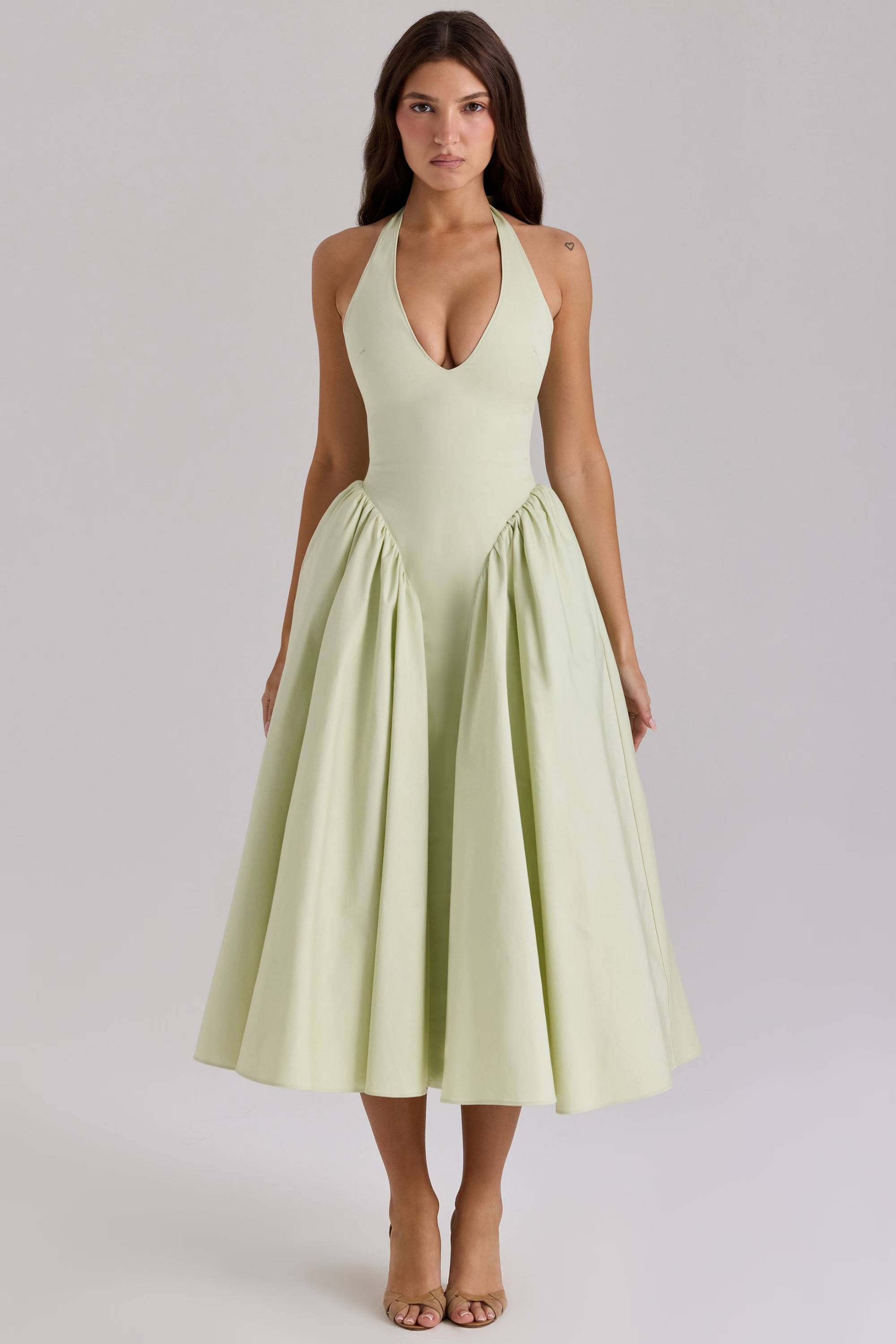 MARILYN Cotton Halter Midi Sundress  Gemma Chic
