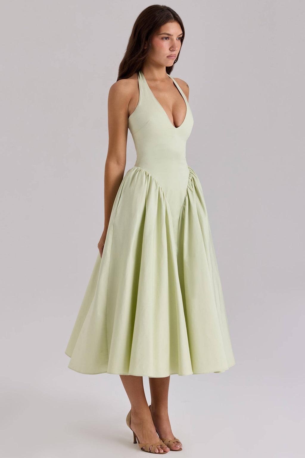 MARILYN Cotton Halter Midi Sundress  Gemma Chic