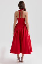 MARILYN Cotton Halter Midi Sundress  Gemma Chic