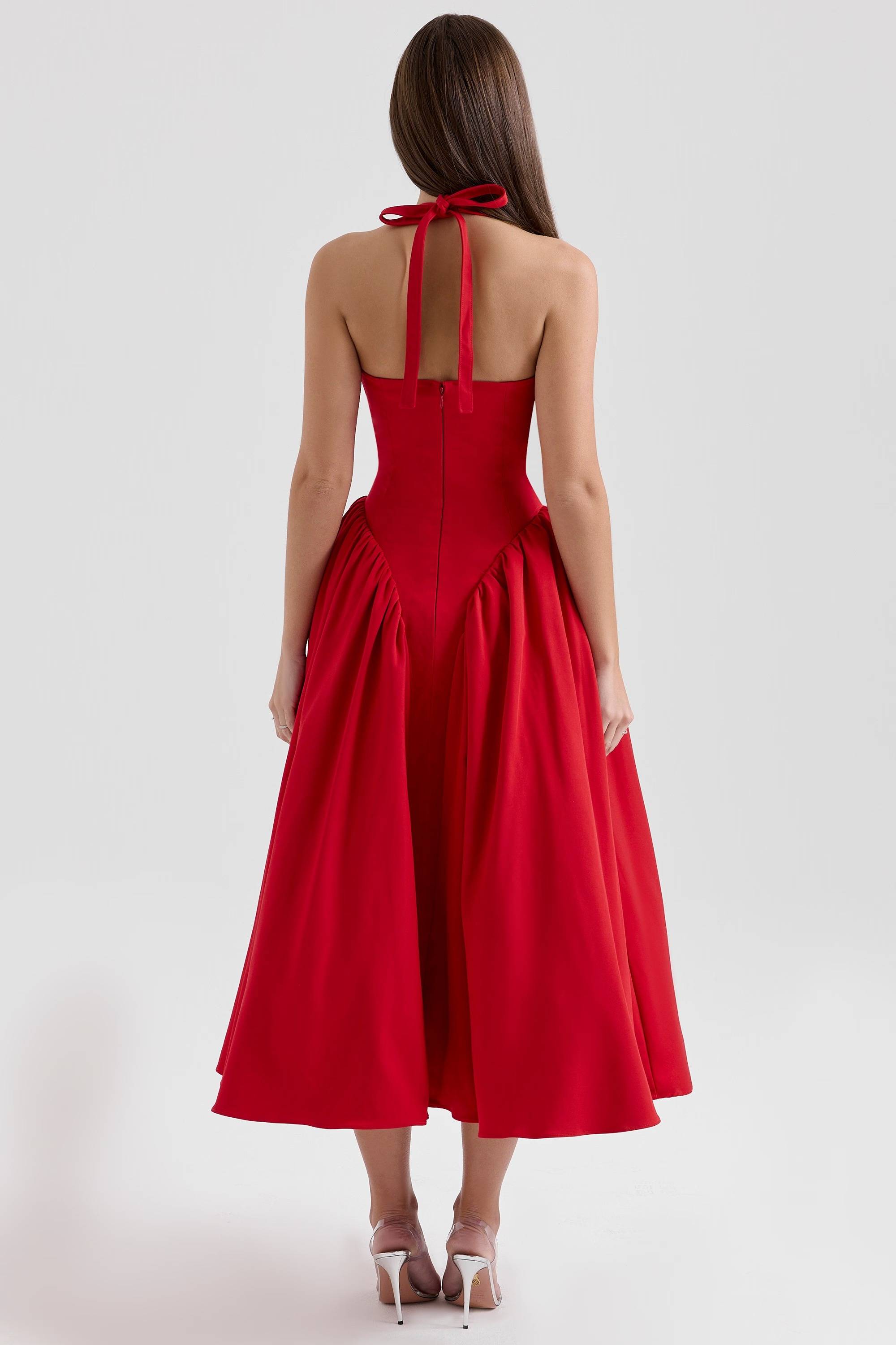 MARILYN Cotton Halter Midi Sundress  Gemma Chic