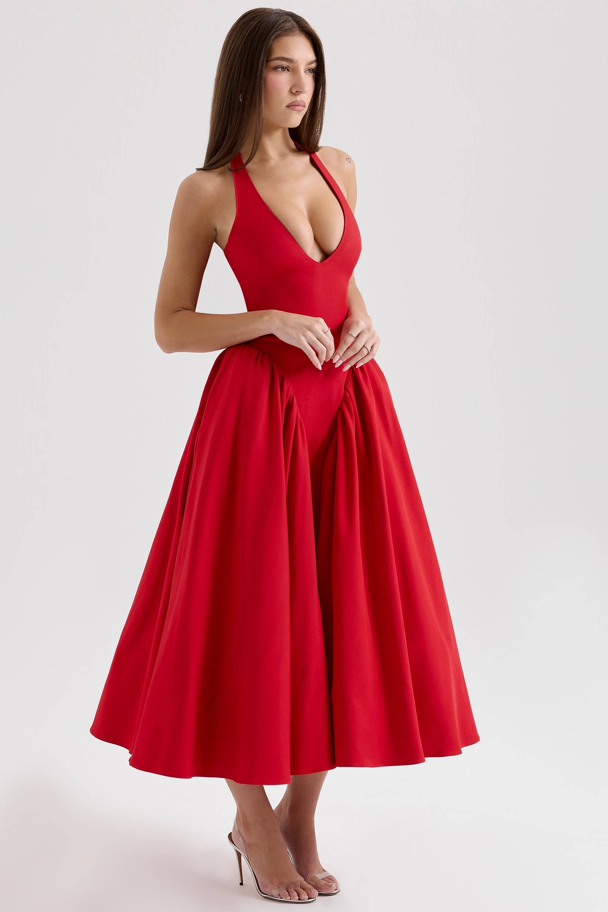MARILYN Cotton Halter Midi Sundress  Gemma Chic