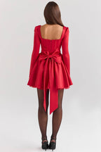 NINA Holly Red Removable Bow Tulle Mini Dress  Gemma Chic