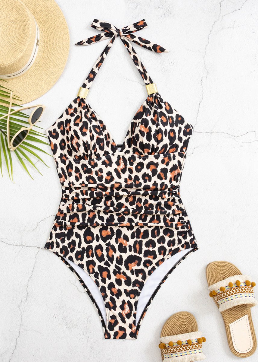 Wild Charm Halter One-Piece Swimsuit  GEMMACHIC
