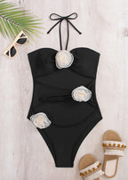 Rosalie - Floral Appliqu¨¦ Cutout One-Piece Swimsuit  GEMMACHIC