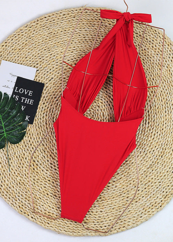 Valentina - Halter Plunge One-Piece Swimsuit  GEMMACHIC