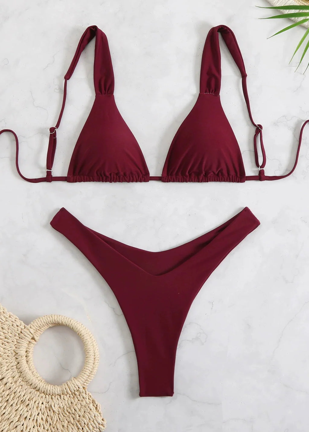 Bordeaux Heat - Minimalist Bikini Set  GEMMACHIC
