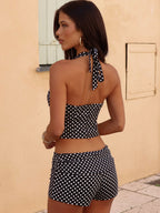 PIAI CORSET TOP POLKA DOT BLACK