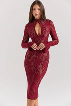 PIERETTE Black Lace Midi Dress  Gemma Chic