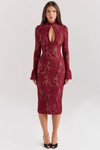 PIERETTE Black Lace Midi Dress  Gemma Chic