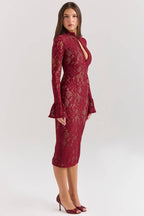 PIERETTE Black Lace Midi Dress  Gemma Chic