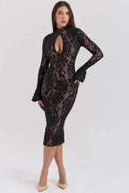 PIERETTE Black Lace Midi Dress  Gemma Chic