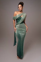 Green Celestina Draped Maxi Dress