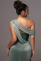 Green Celestina Draped Maxi Dress