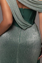 Green Celestina Draped Maxi Dress