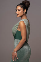 Green Celestina Draped Maxi Dress