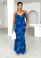 Lilliana Mesh Maxi Dress - Cobalt Splash  GEMMACHIC