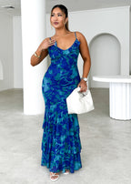 Lilliana Mesh Maxi Dress - Cobalt Splash  GEMMACHIC