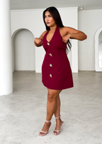 Oaklyn Halter Dress - Burgundy  GEMMACHIC