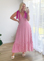 Havannah Tie Midi Dress - Magenta Wave  GEMMACHIC