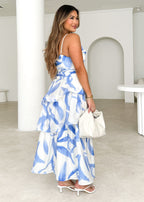 Aspra One Shoulder Midi Dress - Blue Splash  GEMMACHIC