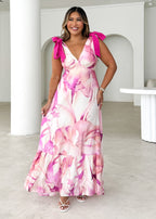 Havannah Tie Midi Dress - Fuchsia Flame  GEMMACHIC