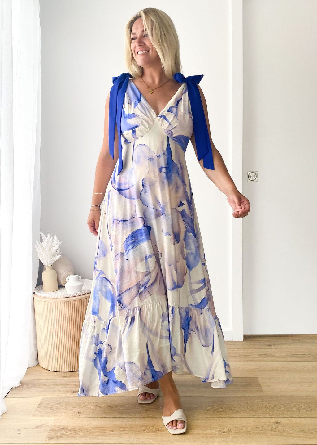 Havannah Tie Midi Dress - Lapis Flame  GEMMACHIC