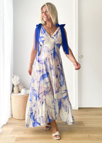 Havannah Tie Midi Dress - Lapis Flame  GEMMACHIC