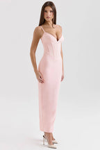 ROMY Wine Mesh Bodycon Maxi Dress