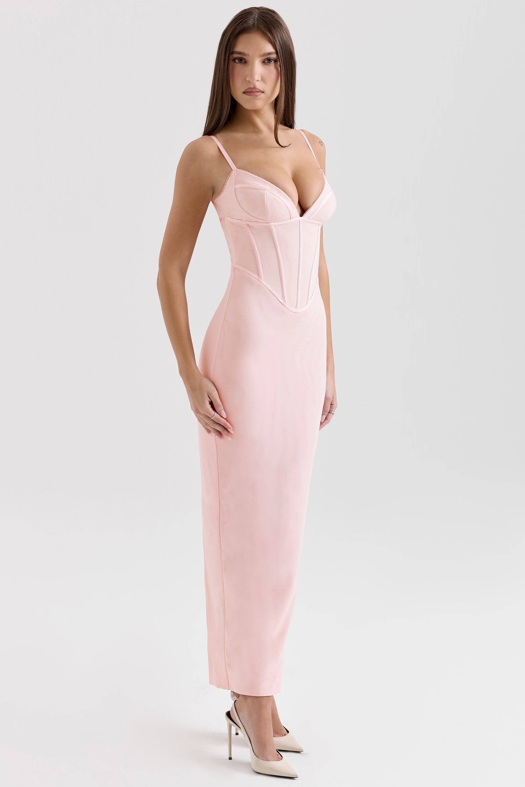 ROMY Wine Mesh Bodycon Maxi Dress