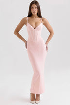 ROMY Wine Mesh Bodycon Maxi Dress