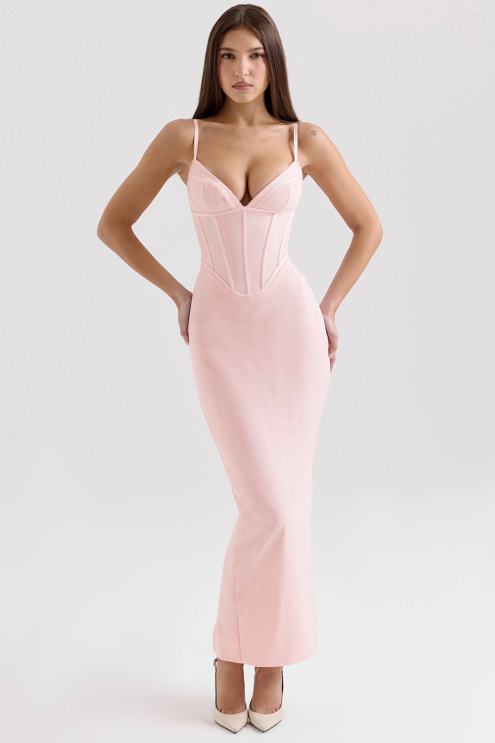ROMY Wine Mesh Bodycon Maxi Dress