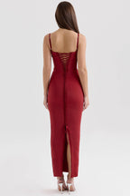 ROMY Wine Mesh Bodycon Maxi Dress  Gemma Chic