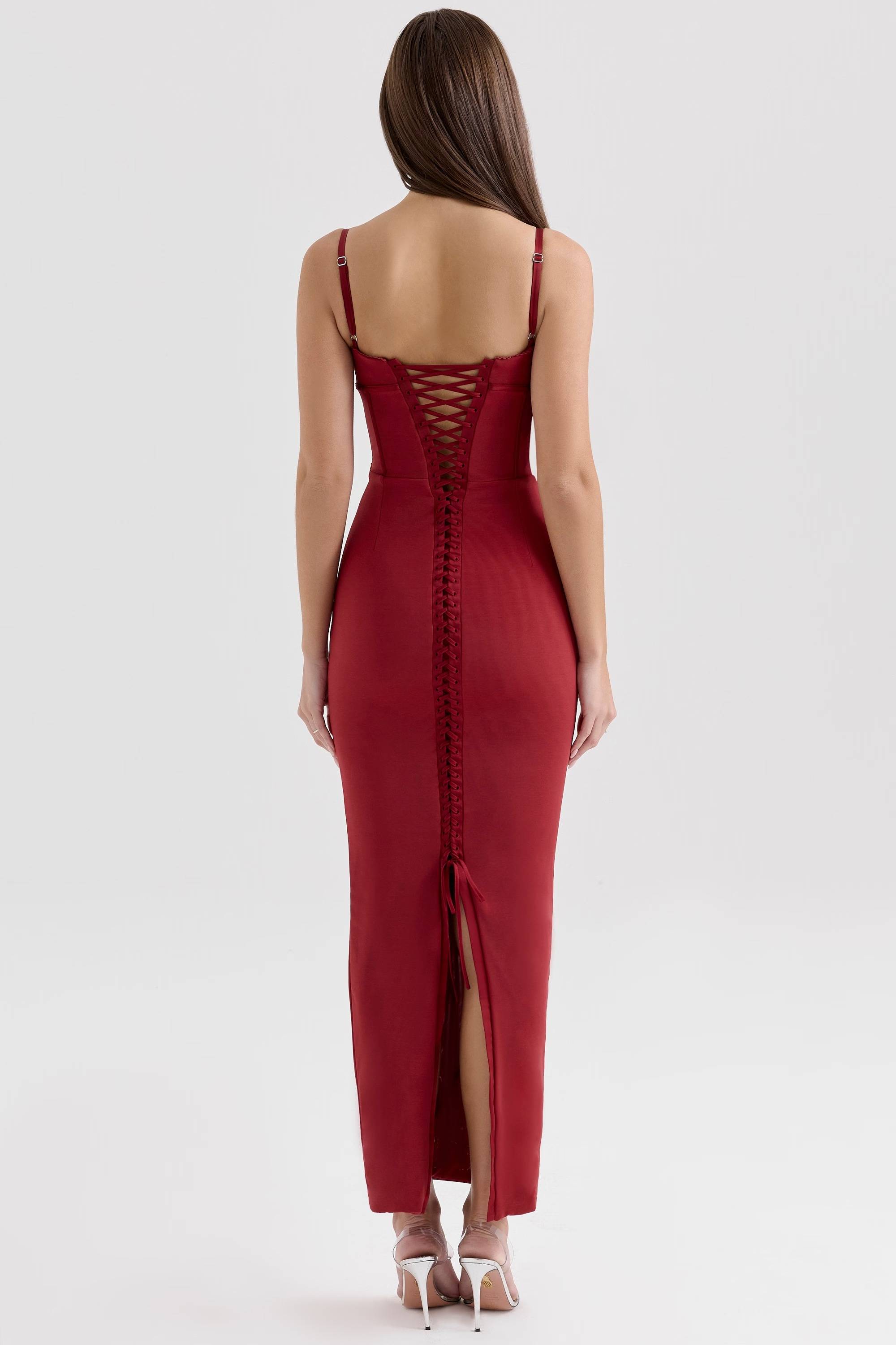 ROMY Wine Mesh Bodycon Maxi Dress  Gemma Chic