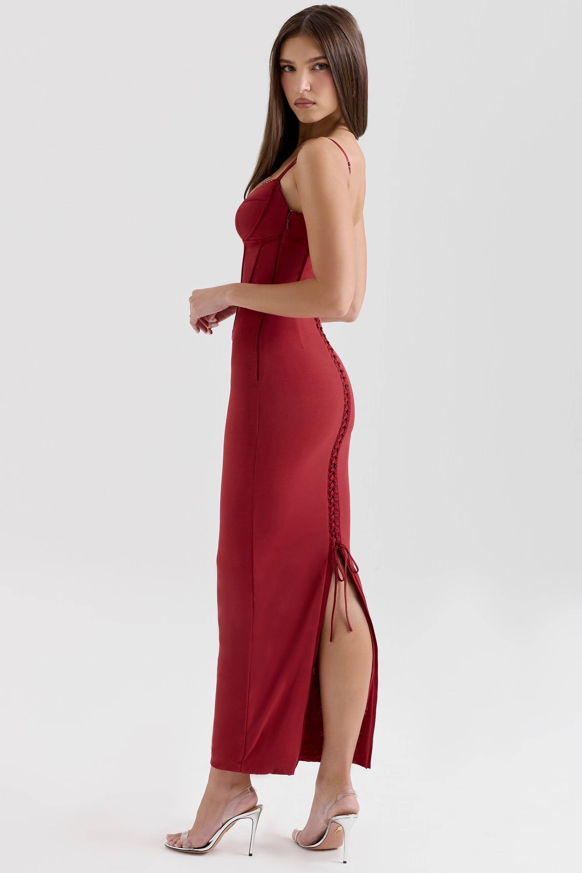 ROMY Wine Mesh Bodycon Maxi Dress  Gemma Chic