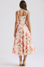 ROSALEE Pink Peony Print Cotton Bustier Sundress  Gemma Chic
