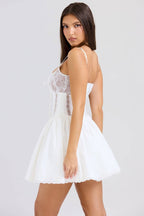ROSARIA White Cotton Corset Mini Dress  Gemma Chic
