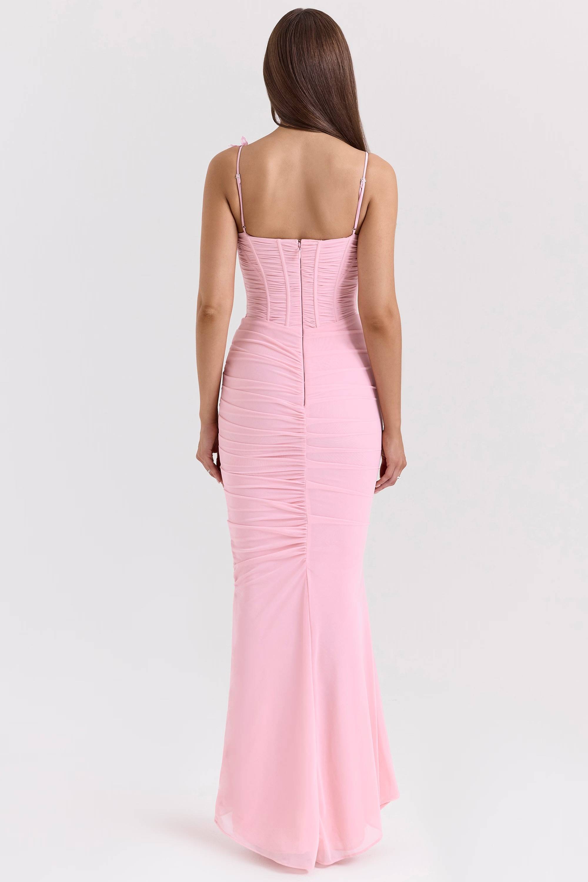 ROMOLA Pink Stretch Mesh Butterfly Maxi Dress  Gemma Chic