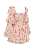 SANCIA English Vintage Rose Print Puff Sleeve Mini Dress  Gemma Chic